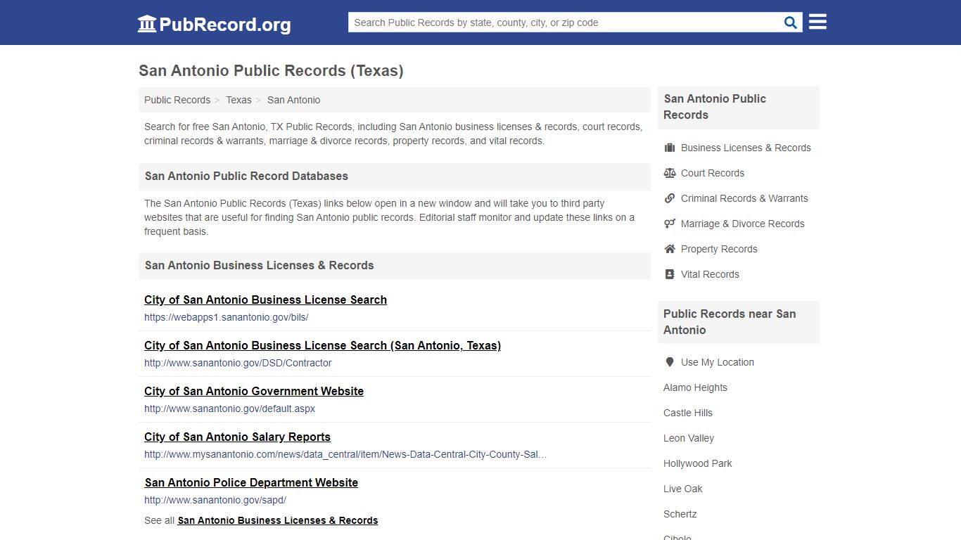 Free San Antonio Public Records (Texas Public Records) - PubRecord.org