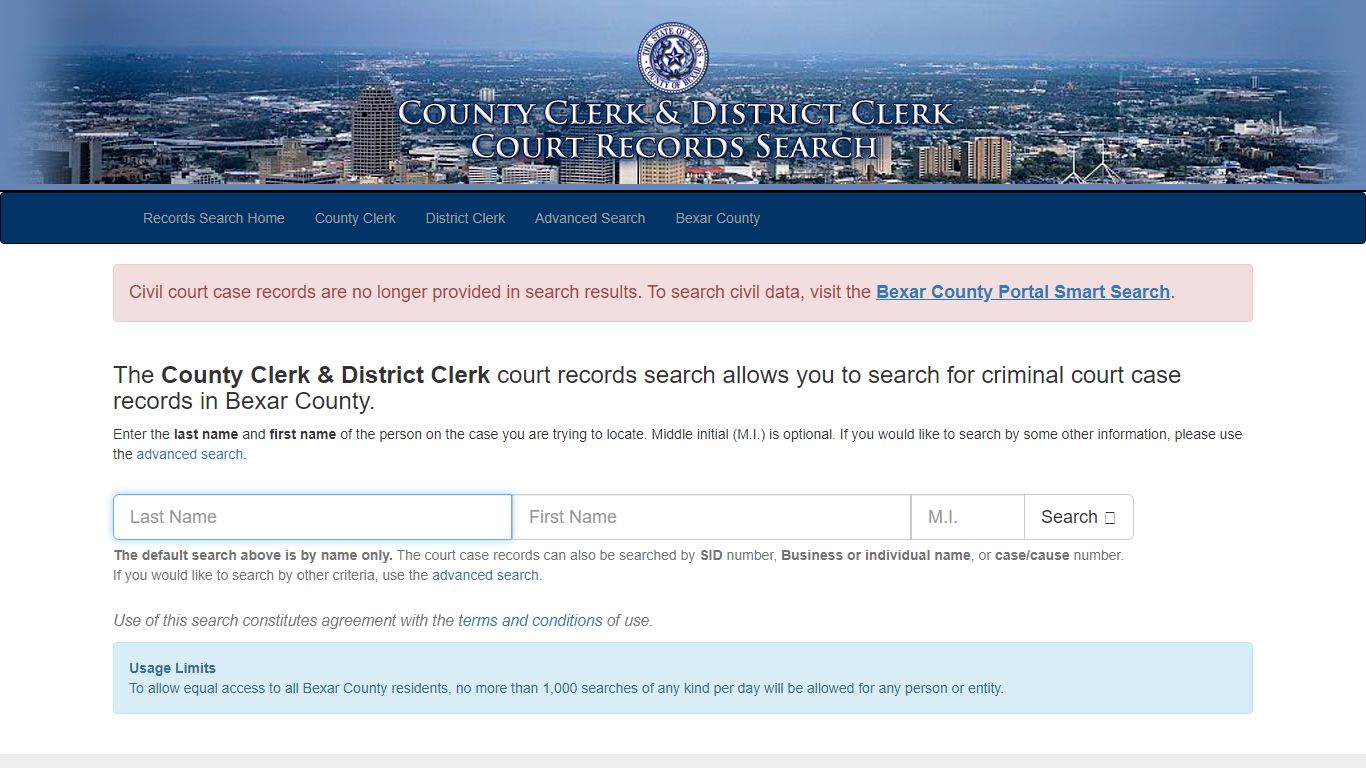 Court Records Search - Bexar County, Texas